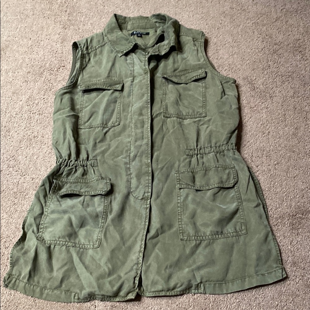 Buffalo David Bitton Olive Green Shirt/Vest with Pockets Summer Fall